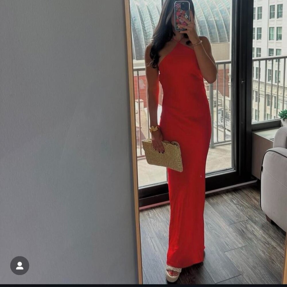 Line & Dot Kira Maxi Dress in Tomato Red